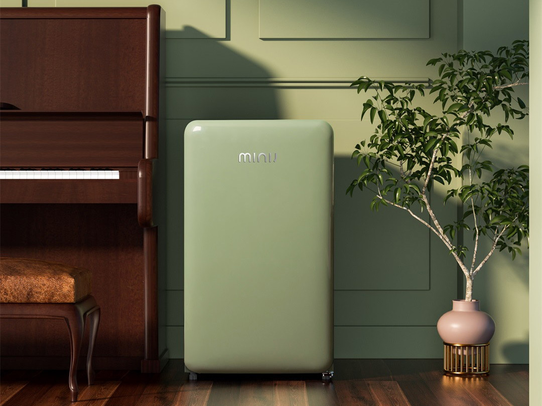 复古小冰箱小吉121升迷你复古小冰箱云漫白